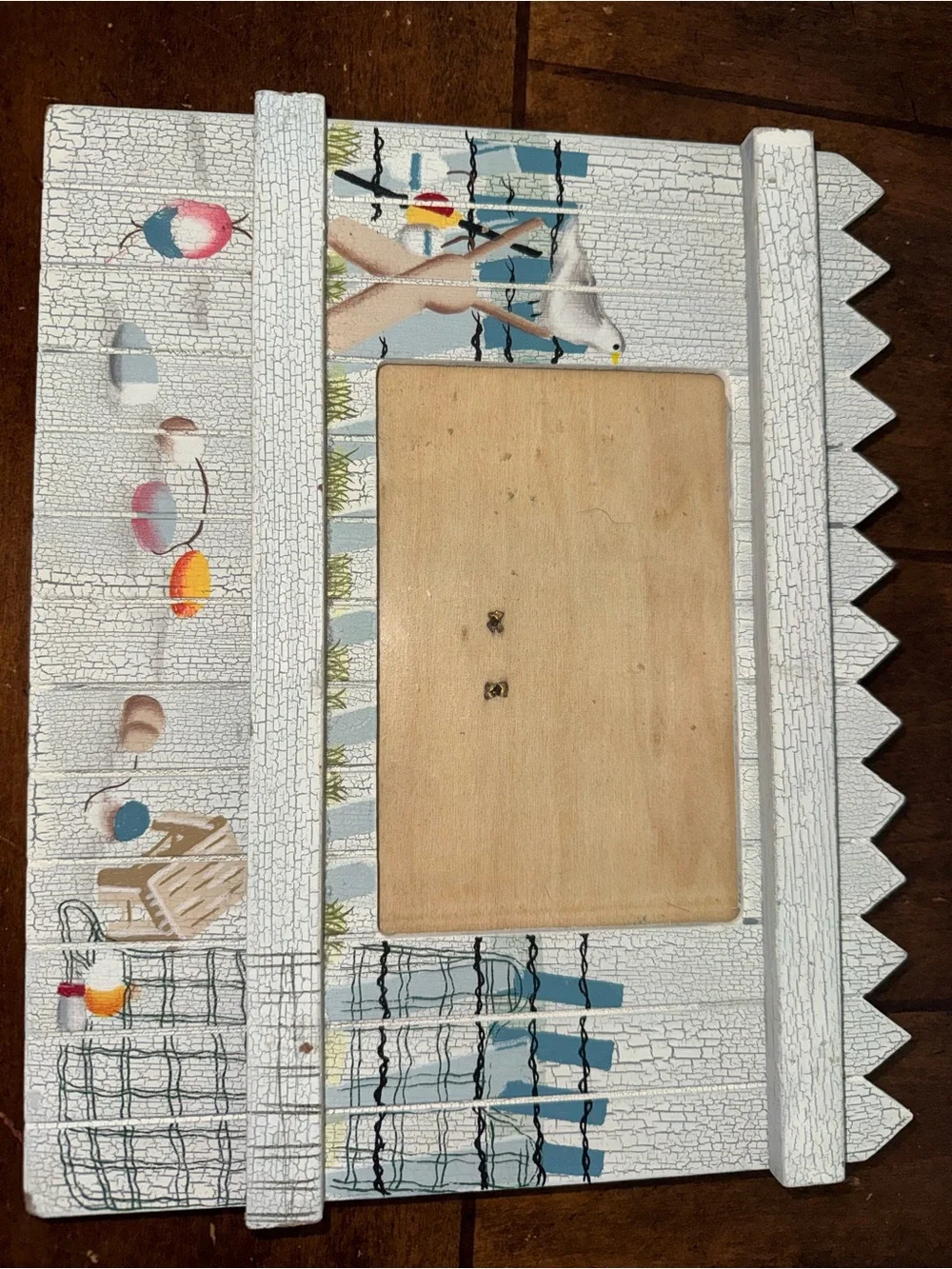 Coastal Beach-Themed White Crackle Wood Picture Frames (Set of 2)